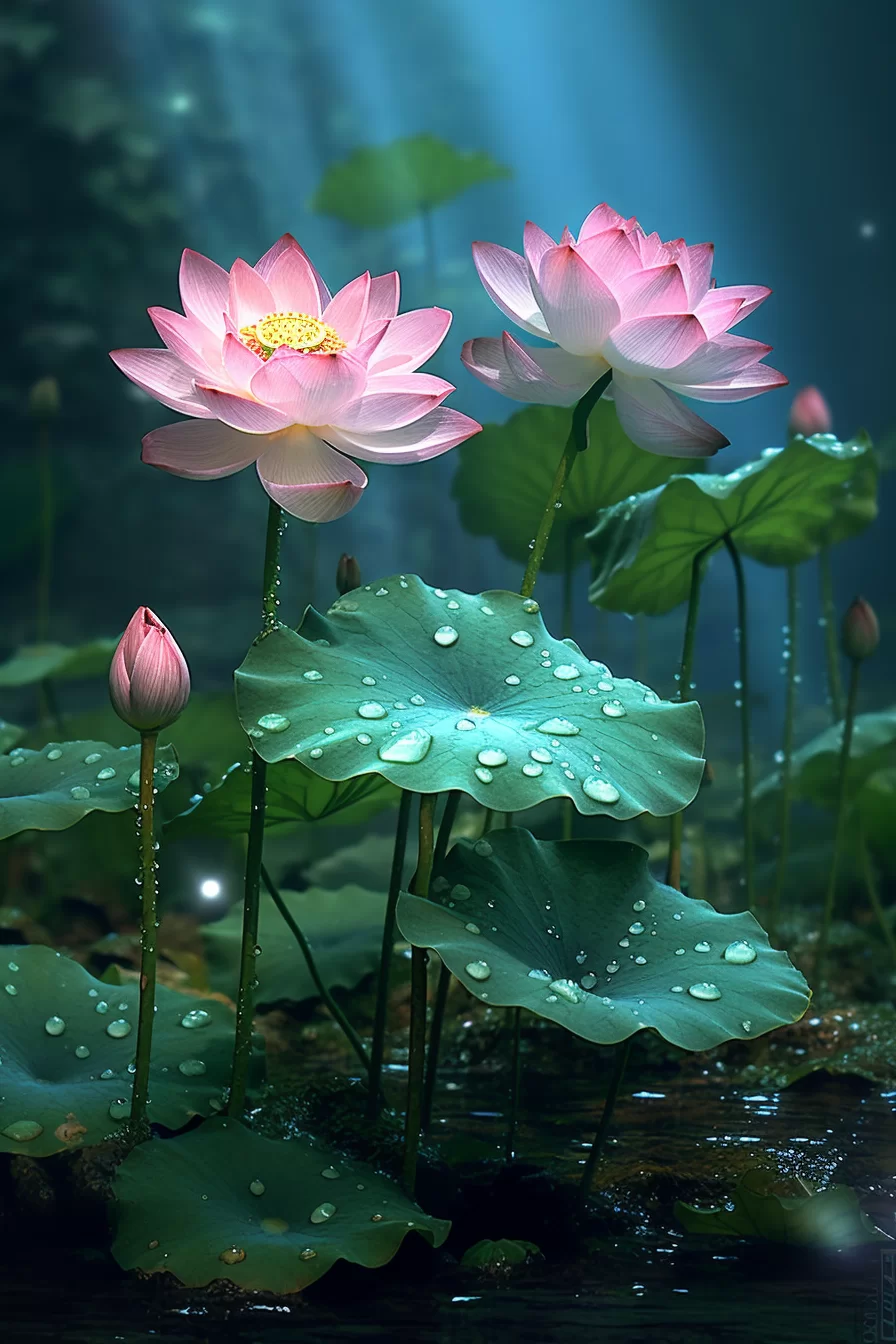 Green Lotus Flowers